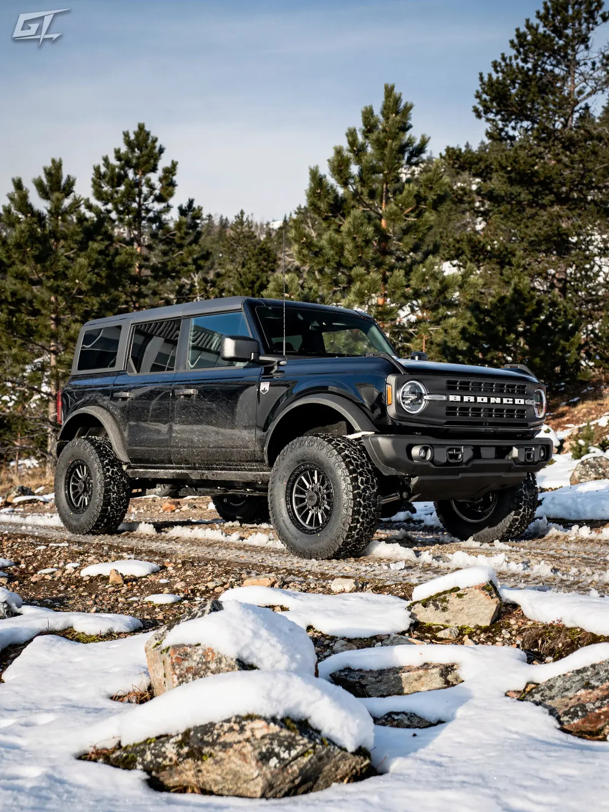 Ford Bronco on GT Off-Road Chamber wheels in the snow