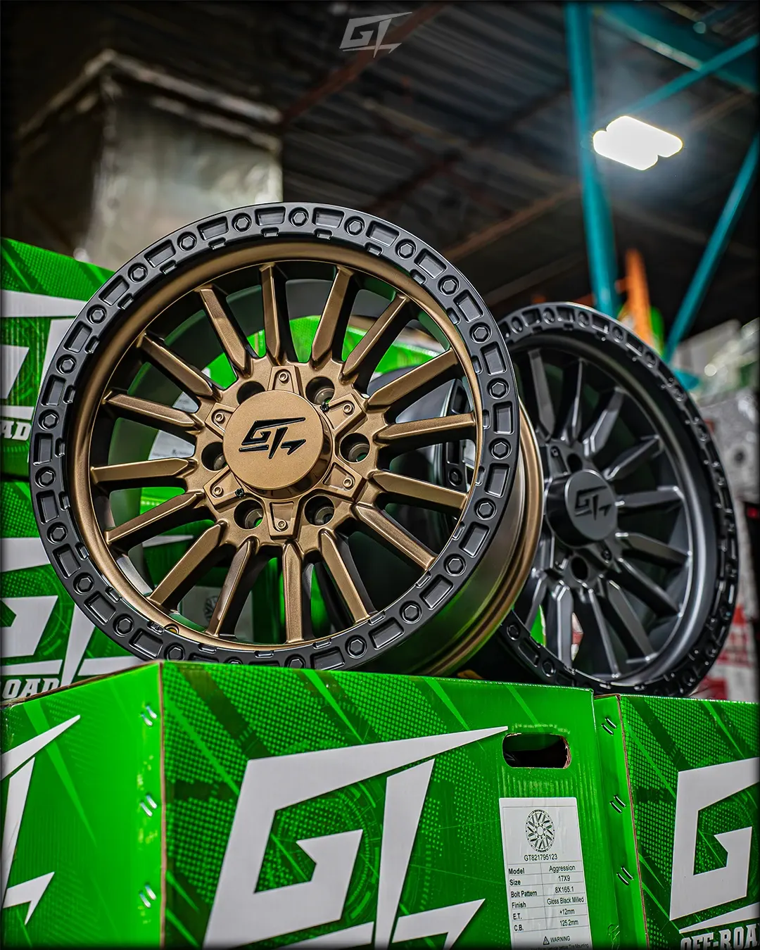 GT Off-Road Chamber wheels on GT shipping boxes